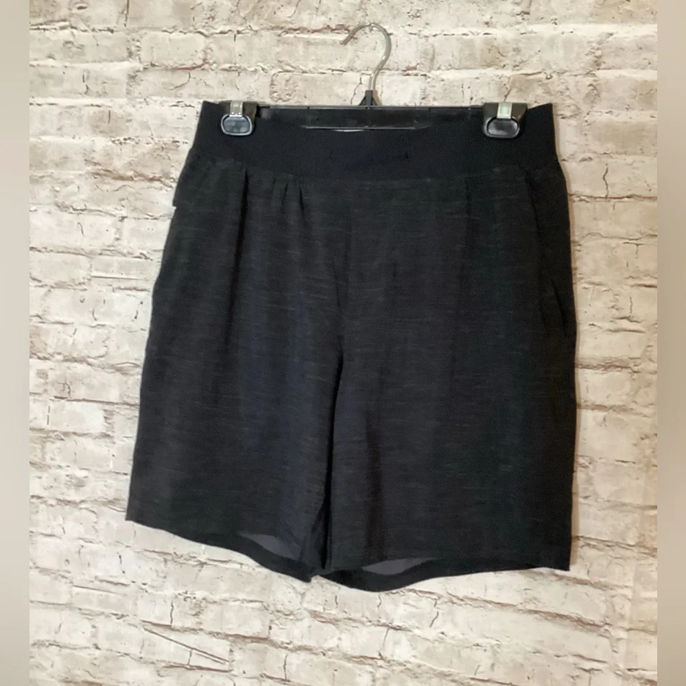 Lululemon The Short Linerless Hearthered Allover Deep Coal short